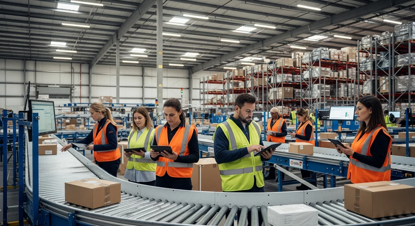 Logistics and warehouse team representing mass communication challenges